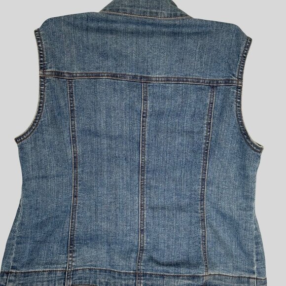 Charter Club  Size PP Vest Jacket Denim Sleeveless Button Front & Flap Pockets - Picture 2 of 9